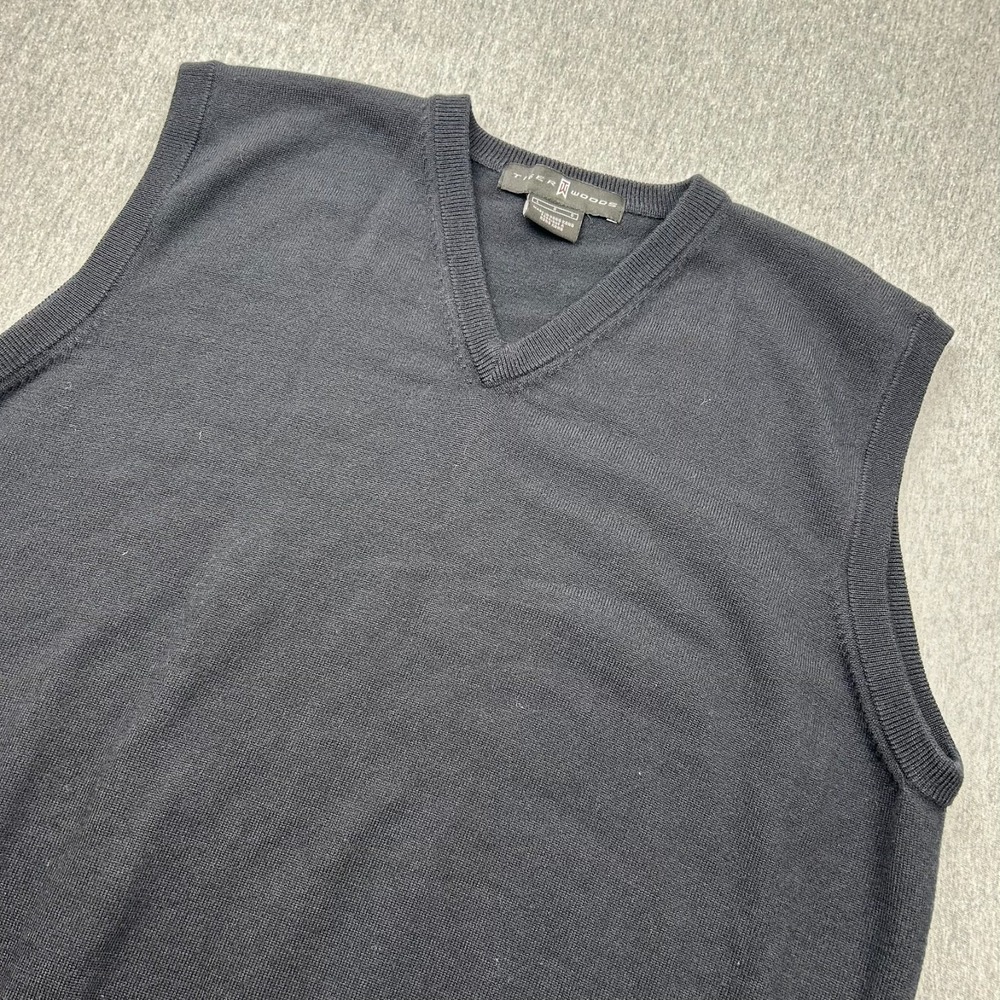 Tiger Woods Nike Merino Wool Blend Sweater Vest Mens Large Vneck Black